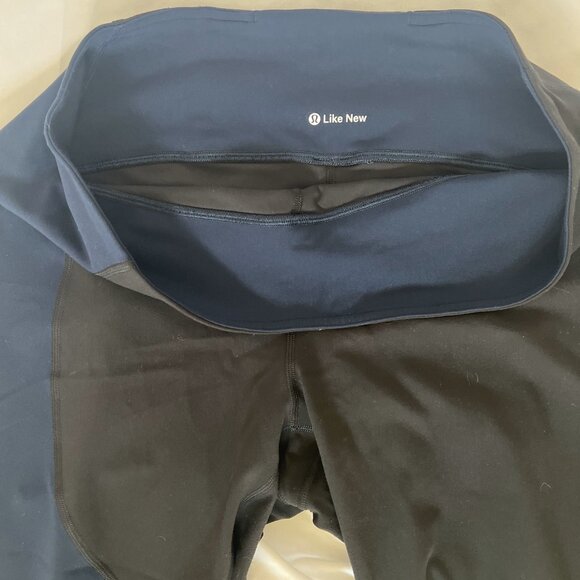 Lululemon Nulu Colour Block High-Rise Crop 23" Black / True Navy Renewed Size 14 - Picture 2 of 6